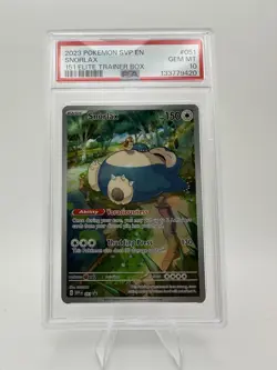 Snorlax Pokemon 2023 SV 151 Elite Trainer Box Black Star Promo #051 PSA 10 - Image 2