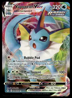 Pokemon TCG SWSH07: Evolving Skies #030/203 Vaporeon VMAX Holo NM - Image 1