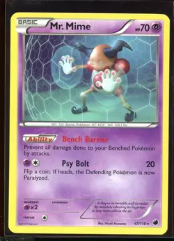 Mr. Mime Non-Holo Rare 47/116 LP Black White BW Plasma Freeze Pokemon - Image 3