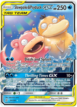 2019 Pokemon SM Unified Minds Slowpoke Psyduck Tag Team Holo #35/236 - Image 1