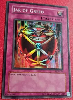 1x Yu-Gi-Oh! Jar Of Greed - LON-047 - Super Rare - Unlimited Edition - LP - Image 1