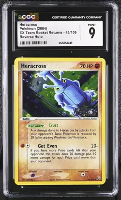 CGC 9 Heracross Team Rocket Returns 43/109 Reverse Holo STAMPED Pokemon Card - Image 1
