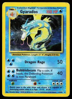 Gyarados 6/102 Holo Rare Base Set Pokemon Card - Image 1