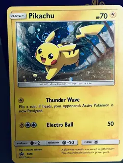 Pikachu SM81 SM Black Star Promo Holo Pokemon Card NM Swirl - Image 3
