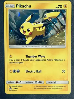 Pikachu SM81 SM Black Star Promo Holo Pokemon Card NM Swirl - Image 4