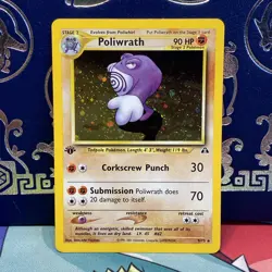 Pokemon Cards: Neo Discovery 1st Edition Rare Holo: Poliwrath 9/75 WOTC NM - Image 1