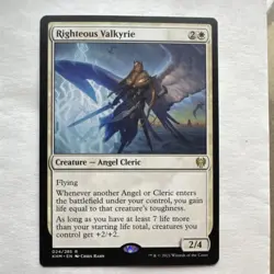 Righteous Valkyrie - Kaldheim Rare Creature White 024/285 Chris Rahn Magic - Image 1
