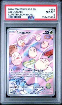 2024 POKEMON SSP EN-SURGING SPARKS #192 EXEGGCUTE ILLUSTRATION RARE PSA 8 - Image 1