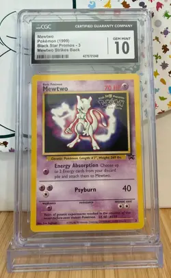CGC 10 Mewtwo #3 Black Star Promo - WotC 1999 Pokemon The 1st Movie Promo - Image 1