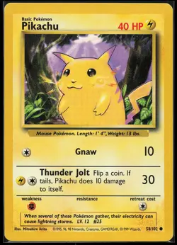Pikachu 58/102 Common Base Set Pokemon Card - Image 1