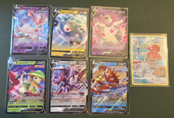 (7) Pokemon Sword and Shield SWSH Full Art Illustration Rare Lot V Vmax Sylveon - Image 1