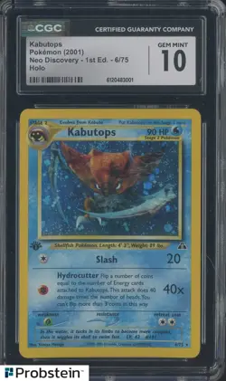 2001 Pokemon Neo Discovery 1st Edition 6/75 Kabutops Holo CGC 10 GEM MINT - Image 1