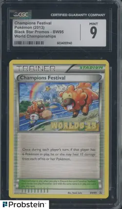 2013 Pokemon Black Star Promos World Championships BW95 Champions Festival CGC 9 - Image 1
