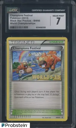 2013 Pokemon Black Star Promos World Championships BW95 Champions Festival CGC 7 - Image 1