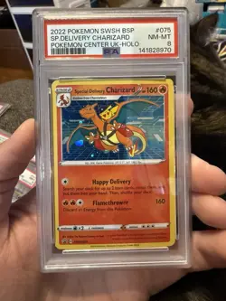 2022 POKEMON SWSH BLACK STAR PROMO #075 SPECIAL DELIVERY CHARIZARD-HOLO PSA 8 - Image 1