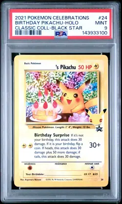 Birthday Pikachu Holo 24 Celebrations Classic Collection Pokemon PSA 9 *100 - Image 1