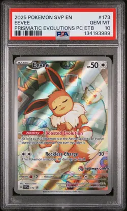 2025 Pokemon Center Black Star Promo Eevee Prismatic Evolution PC PSA 10 #173 - Image 1