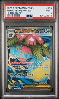 136925511 Mega Venusaur ex 2025 Pokemon Mega Evolution #155 Ultra Rare PSA 9 - Image 1