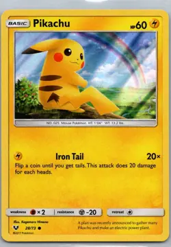 Pokemon TCG Pikachu 28/73 Shining Legends Holo NM - Image 1