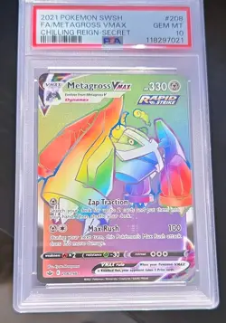 Pokemon Metagross VMAX Chilling Reign Secret Rare #208 PSA 10 - Image 1