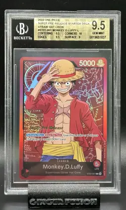 One Piece 2022 ENG Super Pre-release Starter Deck Monkey.D.Luffy L BGS 9.5 - Image 1