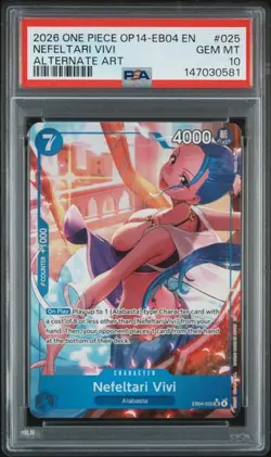 2026 ONE PIECE OP14-EB04 #025 NEFELTARI VIVI ALTERNATE ART PSA 10 (QT581 - Image 1