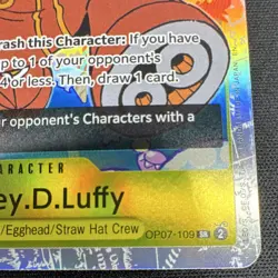 One Piece Monkey.D.Luffy OP07-109 The Four Emperors Super Rare Holo - Image 4