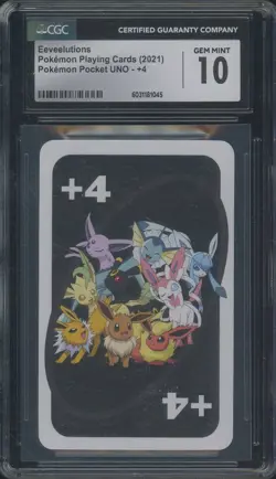 2021 Pokemon Playing Cards Pocket UNO - +4 Eeveelutions CGC 10 GEM MINT - Image 1