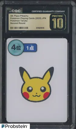 2025 Pokemon Playing Cards JPN Reading Card Taruka 4th Place Pikachu CGC 10 - Image 1