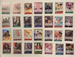 ONE PIECE 28 CARD LOT PRE-ERRATA LEADER SUPER RARE NAMI ZORO CHOPPER LAW SHANKS - Image 1