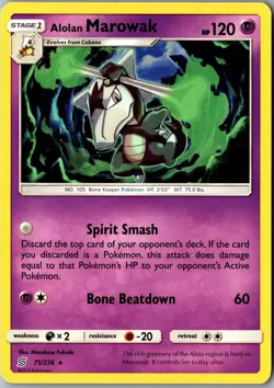 Alolan Marowak 75/236 Rare SM - Unified Minds LP Pokemon Card - Image 1