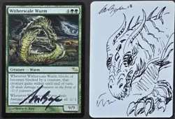 SKETCHED MtG Magic Tom Baxa _ Shadowmoor _ Artist Proof _ WITHERSCALE WURM _1/50 - Image 1