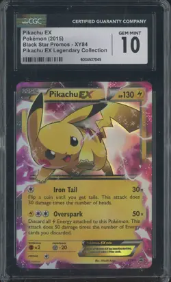 2015 Pokemon Black Star Promos XY84 Pikachu EX Legendary Collection CGC 10 - Image 1