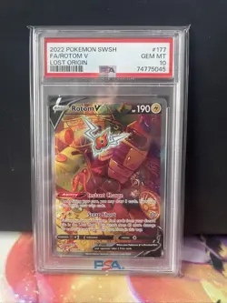 Pokemon TCG Rotom V Lost Origin Alternate Art Holo Ultra Rare 177/196 PSA 10 - Image 1