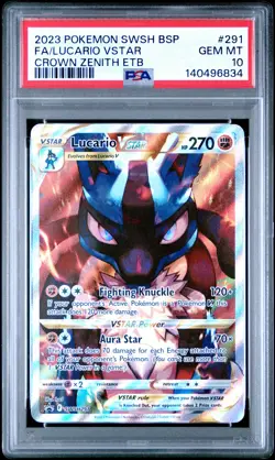 2023 POKEMON SWSH BLACK STAR PROMO #291 FULL ART/LUCARIO VSTAR PSA 10 - Image 1