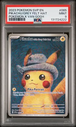 2023 POKEMON SVP EN-SV BLACK STAR PROMO #085 PIKACHU WITH GREY FELT HAT PSA 9 - Image 1