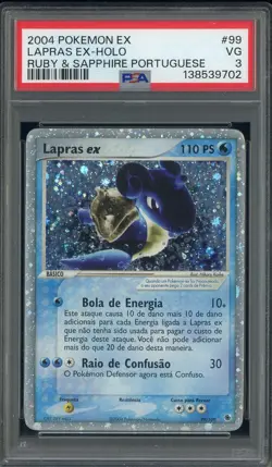 2004 Pokemon Ex Ruby & Sapphire Portuguese #99 Lapras Ex Holo PSA 3 VG - Image 1