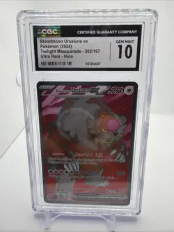 Pokemon Bloodmoon Ursaluna ex Holo #202/167 Twilight Masquerade 2024 - CGC 10 - Image 1