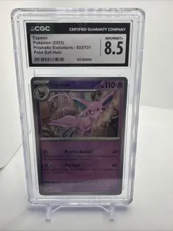 CGC 8.5 Espeon Pokemon S&V Prismatic Evolutions Poke Ball Reverse Holo 033/131 - Image 1