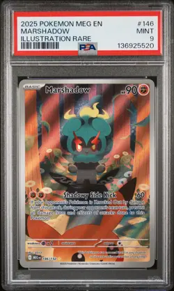5520 Marshadow 2025 Pokemon Mega Evolution #146 Illustration Rare PSA 9 - Image 1