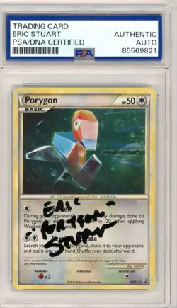 PSA Eric Stuart Signed Porygon HGSS22 Holo Black Star Promo Pokemon TCG 2010 - Image 1