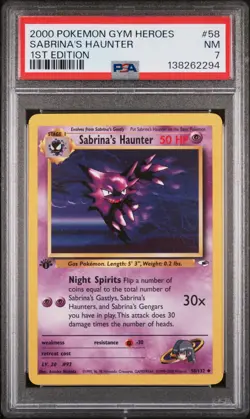 PSA 7 SABRINA'S HAUNTER 1ST EDITION GYM HEROES 58 2000 POKEMON MJ - Image 1
