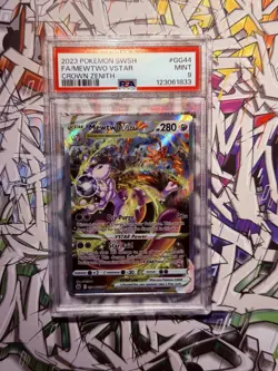 2023 Pokemon Mewtwo VSTAR Ultra Rare GG44/GG70 Crown Zenith Holo PSA 9 - Image 1