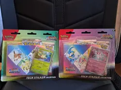 New & Sealed! Set of 2 Pokemon TCG Prismatic Evolutions Tech Sticker Collection - Image 1
