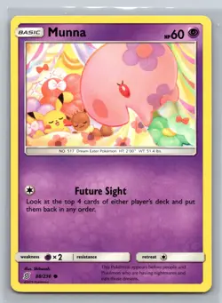 Munna 88/236 Unified Minds Psychic Basic Common Pokemon TCG 2019 Collection - Image 1