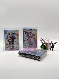 Umbreon 176 & Espeon 175 Promo Cards Prismatic Evolutions Sleeves Pin Figurine - Image 1