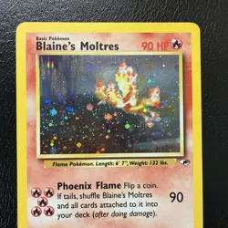 Blaine's Moltres 1/132 Gym Heroes 2000 Holo Rare WOTC Pokemon Card TCG LP - Image 2