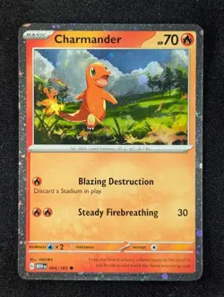 2023 Pokemon CHARMANDER #004/165 Scarlet & Violet 151 Reverse Holo Common ENG - Image 1