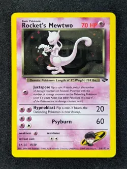 2000 Pokemon ROCKET'S MEWTWO #14/132 Gym Challenge Cosmos Holo Rare English - Image 1