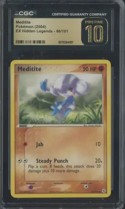 2004 Pokemon EX Hidden Legends 66/101 Meditite CGC 10 PRISTINE - Image 1